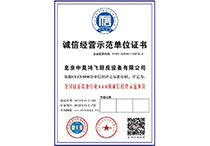 诚信经营示范单位证书